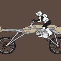 Clone trooper riding speeder bike, 5x7 print