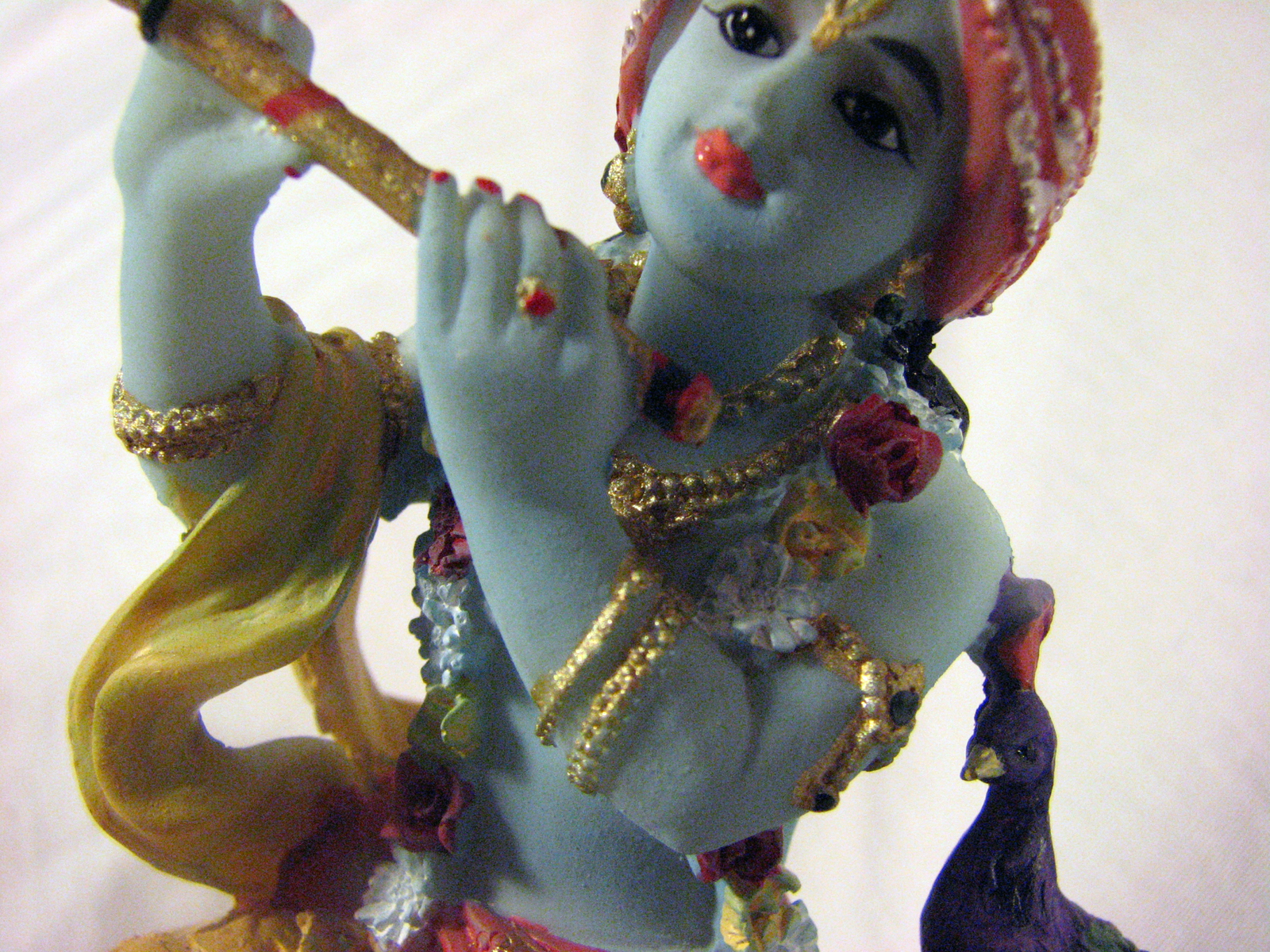 Lord Sri KRISHNA Krsna Divine Flute Peacock STATUE 5" Figurine Hindu God INDIAN on Storenvy