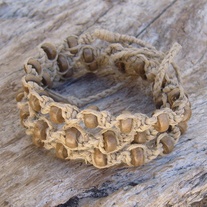 Hemp Gray Wood Bead Wrap Bracelet Necklace
