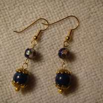 Blue Cloisonne & Blue Jade Earrings