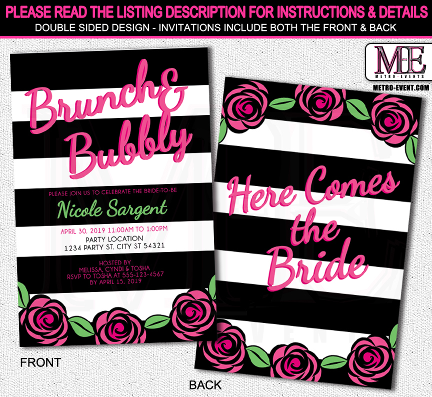 Black and White Bridal Shower Invitations MetroEvents Party Supplies
