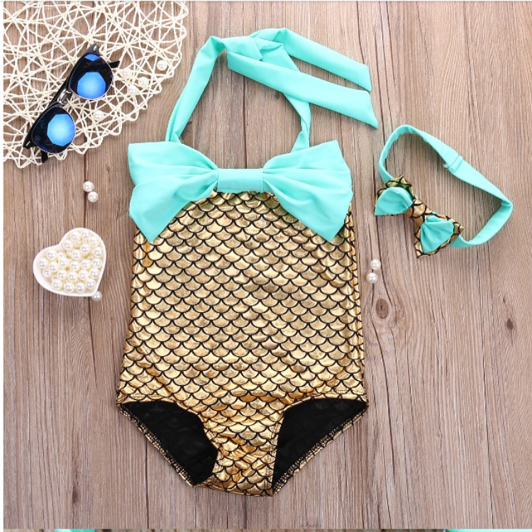 Mermaid Gold Lush One Piece Bathing Suit · Chloe's Closet Couture