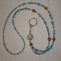 Beaded Lanyard Turquoise/Tan (Special Order)