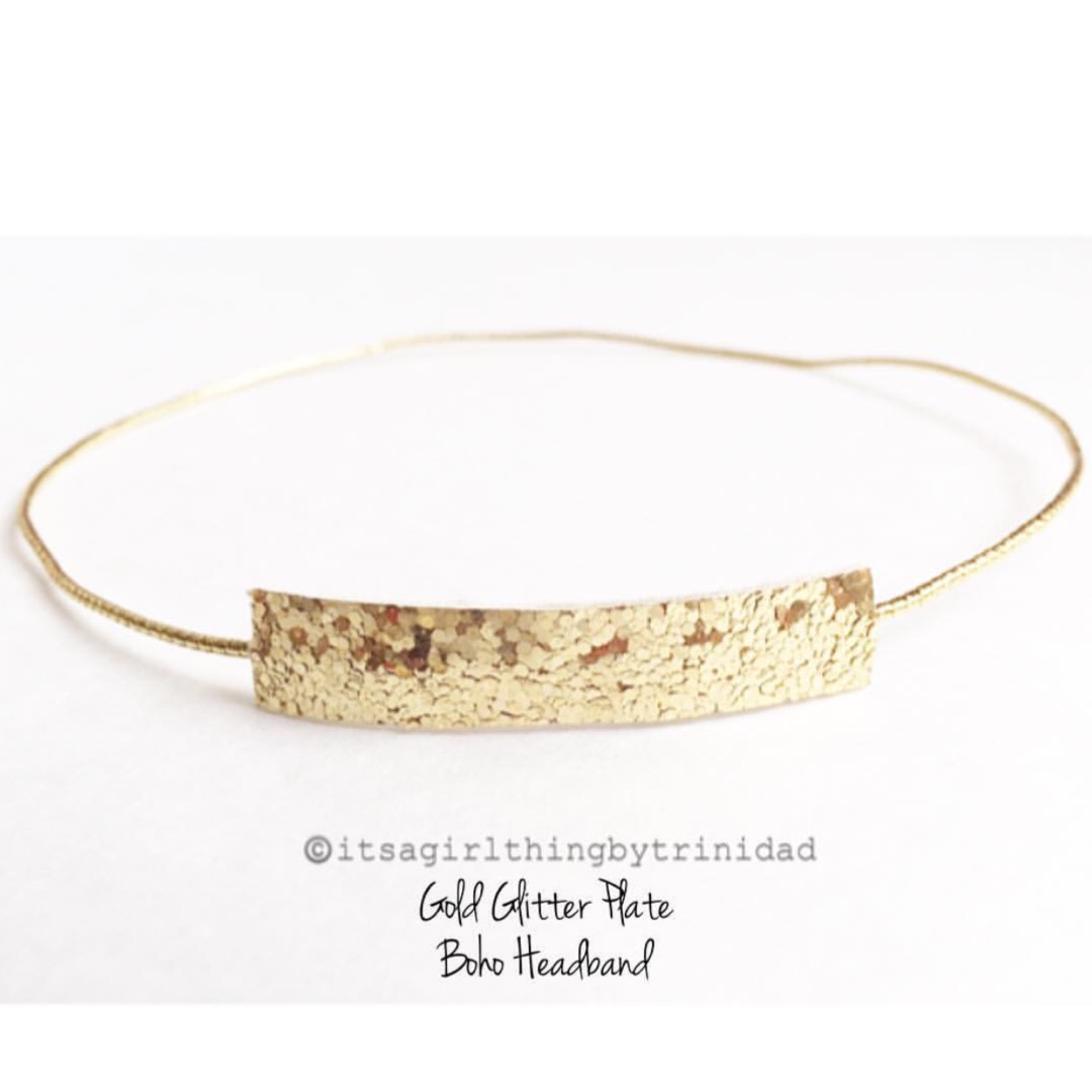 Gold Glitter Plate Boho Headband on Storenvy