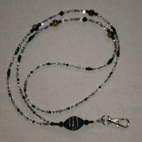 Beaded Lanyard Black/Clear/White