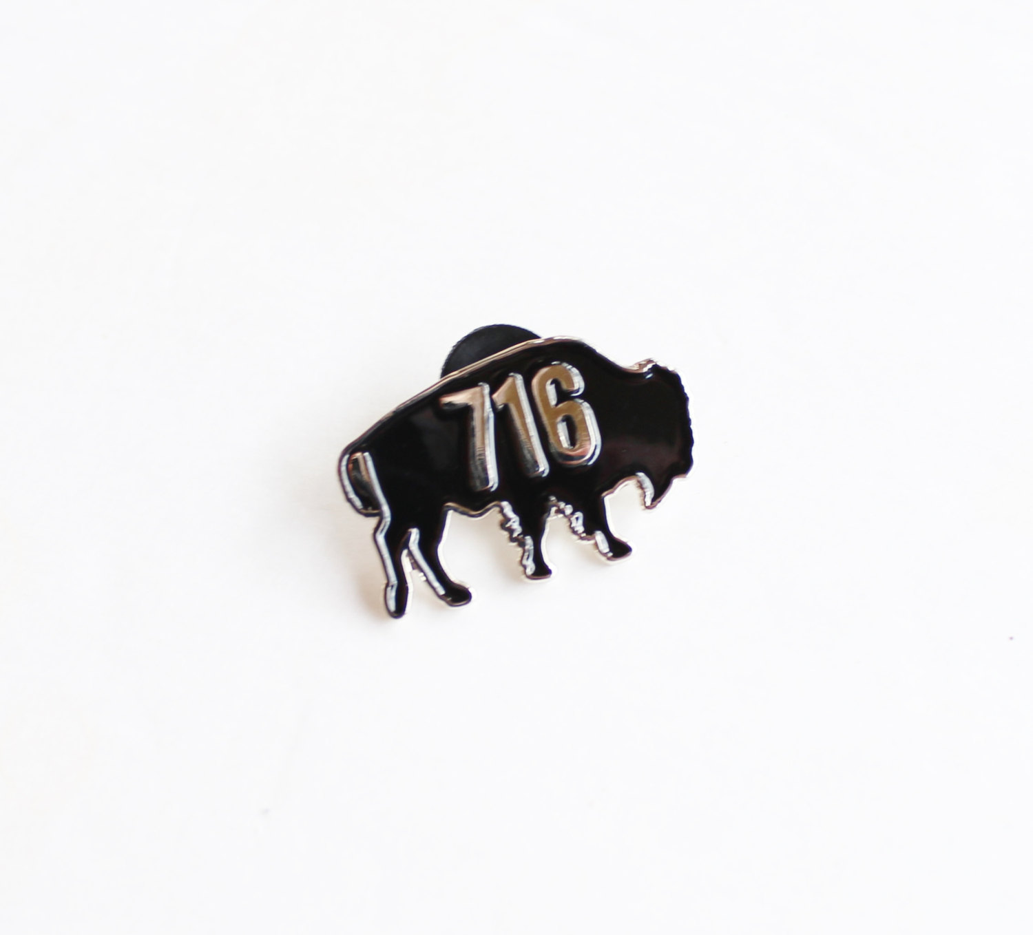 716 Buffalo Western NY Lapel Pin 1.25" soft enamel, black silver