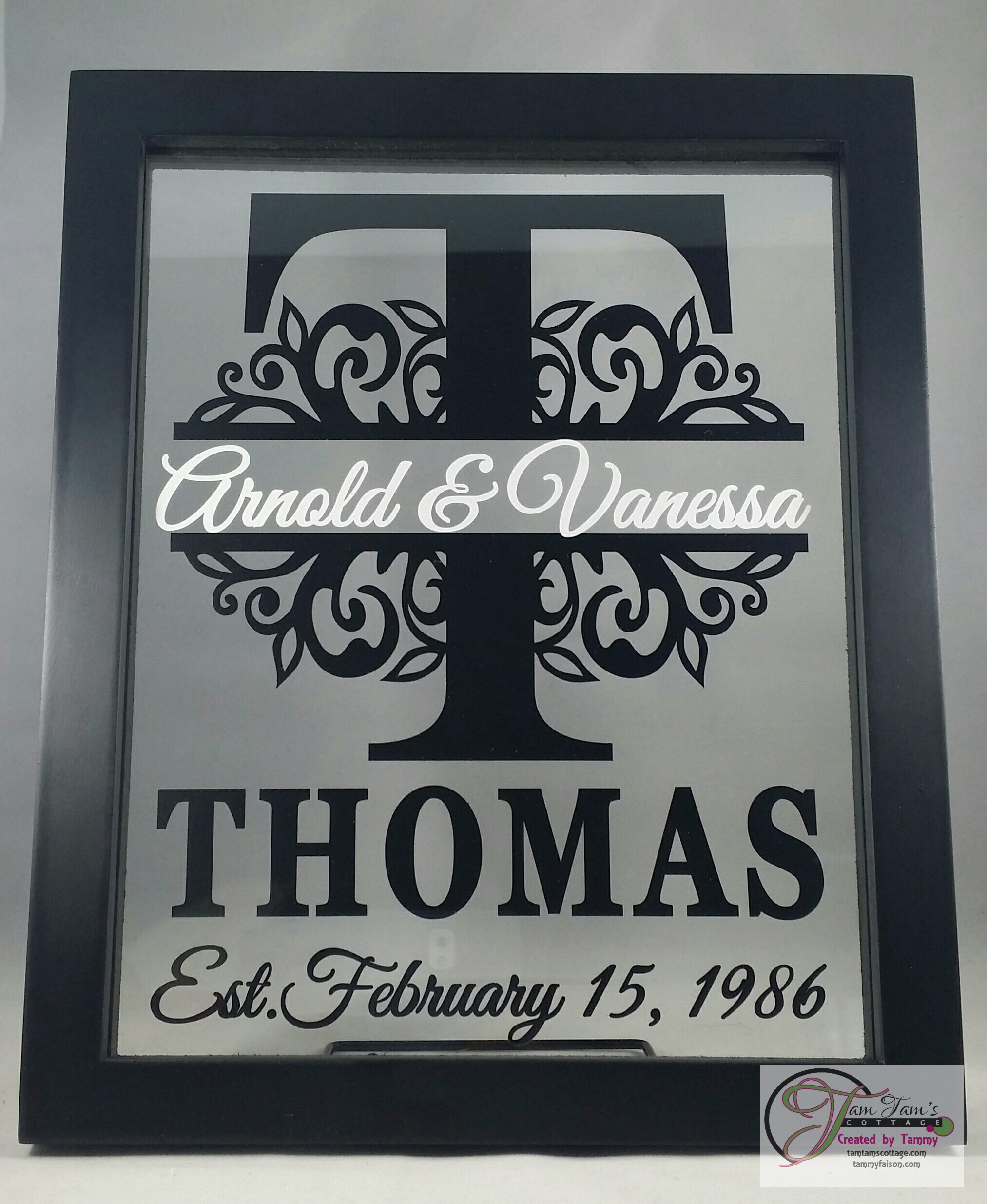 Personalized Last Name Floating Frame 8x10, Wedding Gift