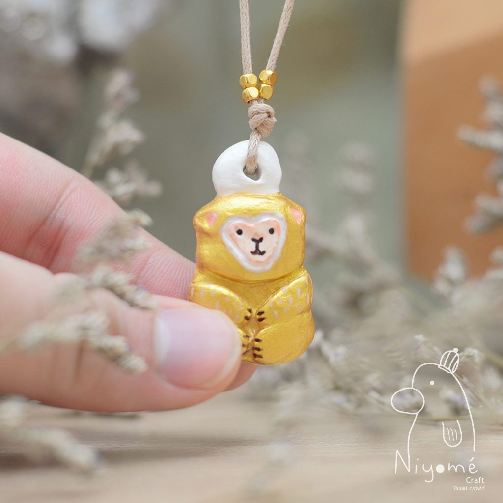 golden lucky monkey handmade necklace by niyome craft on Storenvy