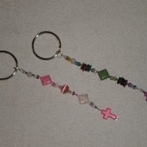 Beaded Keychain Cross/Pink or Purple