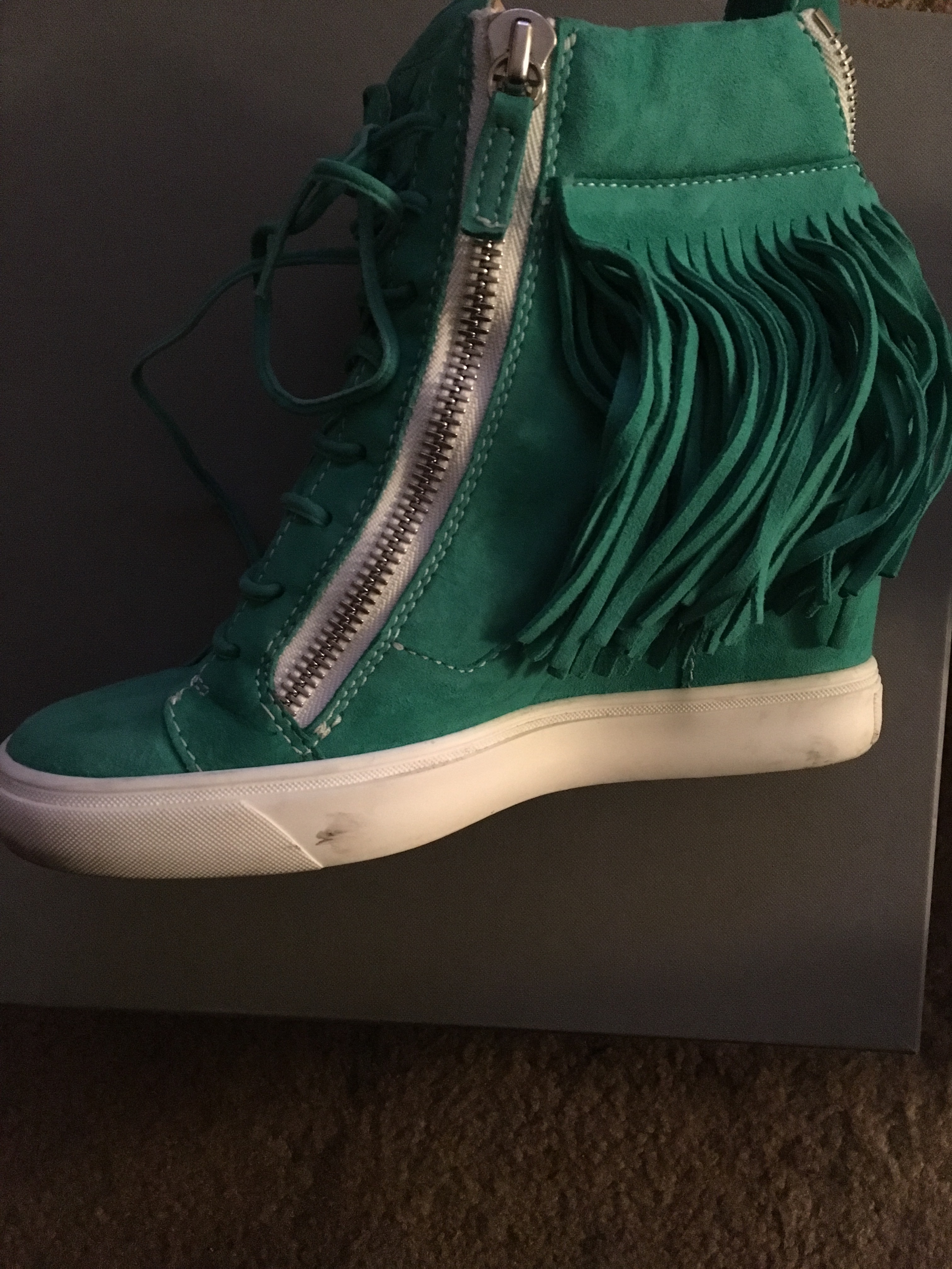 fringe wedge sneakers