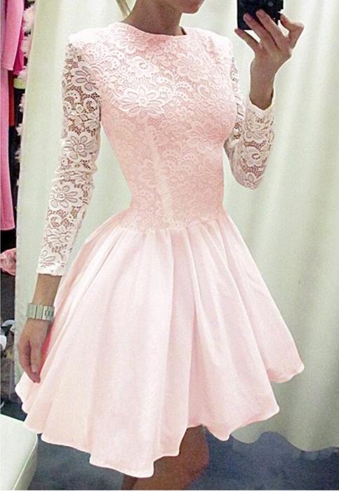 Fashion Pink Lace Long Sleeves Short Party Dress Â· Beloves Â· Online Store Powered by Storenvy