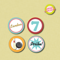 Printable Bowling Circle Labels - Cupcake Toppers, Sitckers, and more