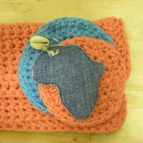 Crochet Pouch Peach Africa In Denim 