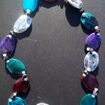 30" Multicolored distressed beaded necklace