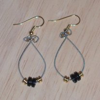 Black and Gold Dangle Guitar String Earrings