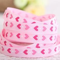 Pink Hearts Grosgrain Ribbon 