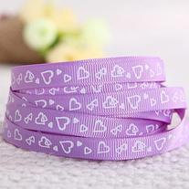 Purple Hearts Grosgrain Ribbon 