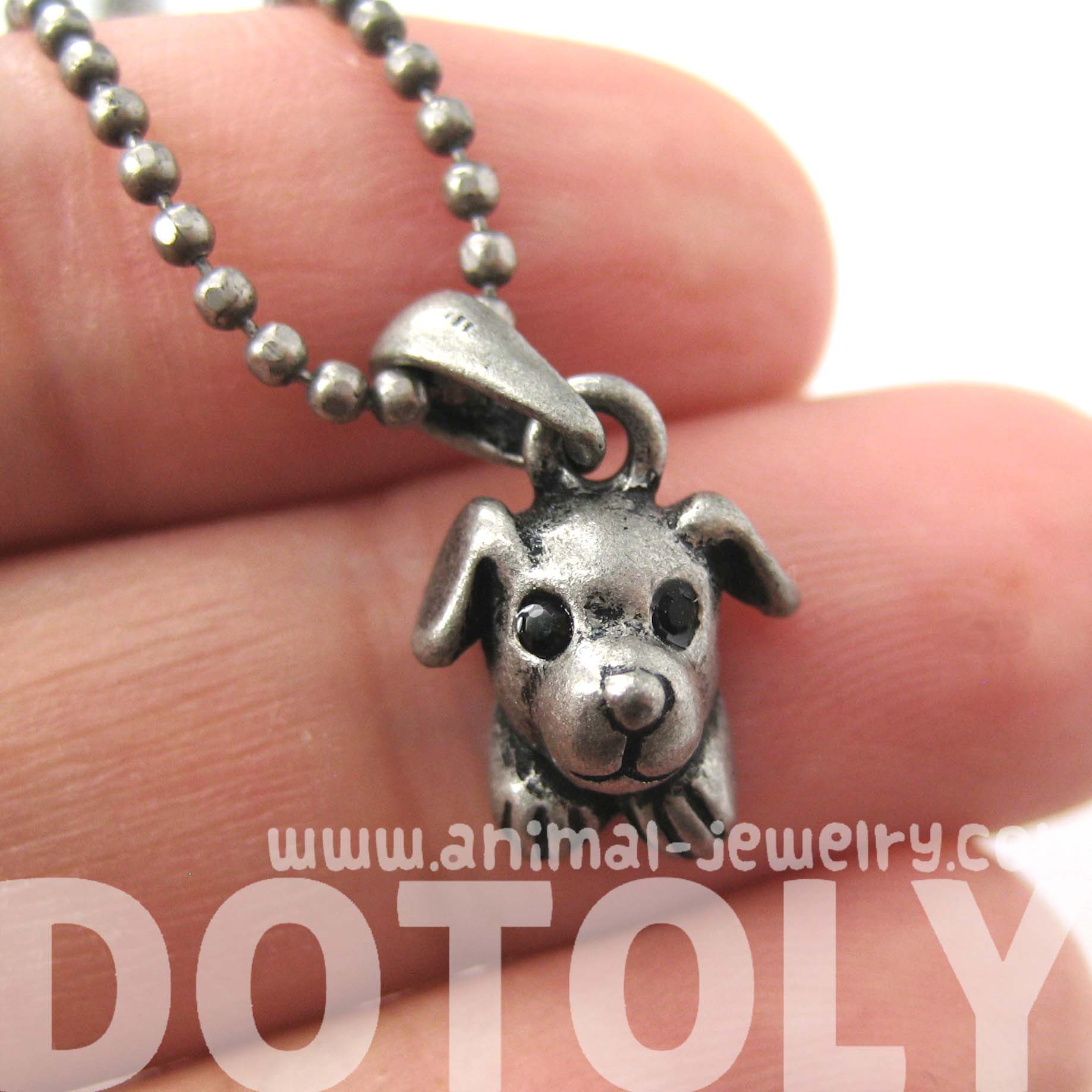 Adorable Puppy Dog Animal Charm Pendant Necklace in Silver · DOTOLY