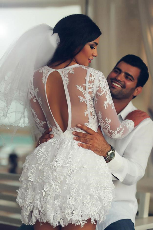 Mini Wedding Dress with Sleeves