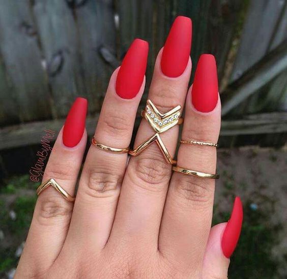 Matte Red Nails Solid Color Nails | DIY Fake Nails | False Nails