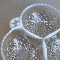 Fenton Moonstone Hobnail 3-Section Candy Dish