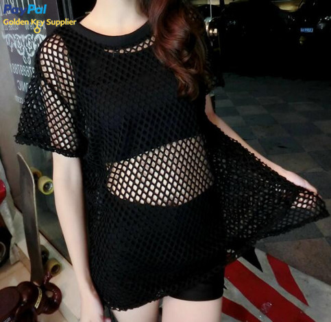 white fishnet t shirt