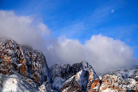 Snow and Moon, Red Rock Canyon