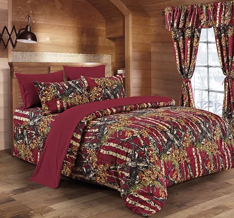 the woods deep beautiful burgandy camouflage queen 7pc the woods deep beautiful burgandy camouflage queen 7pc