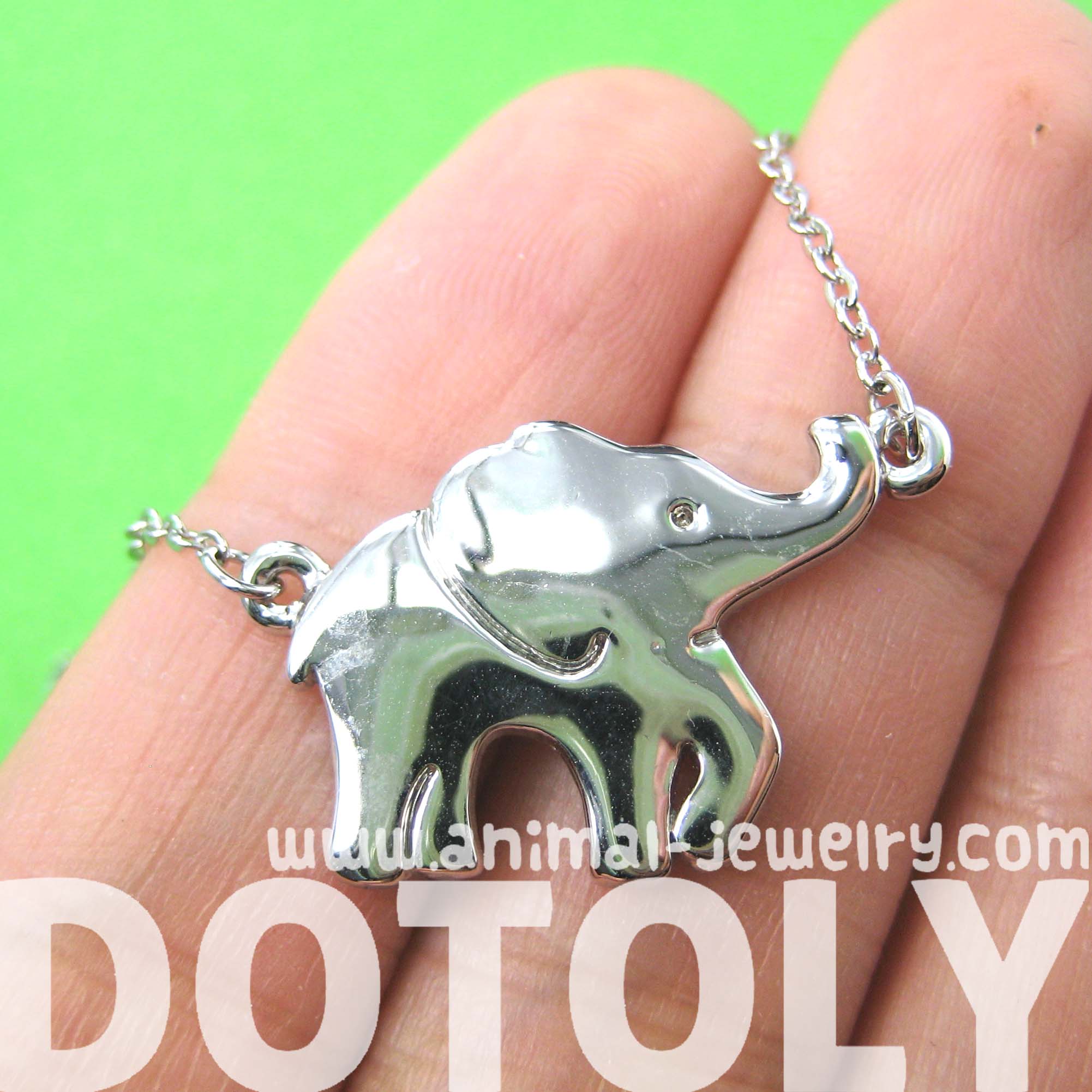 Baby Elephant Charm Animal Jewelry Necklace in Shiny Silver on Storenvy