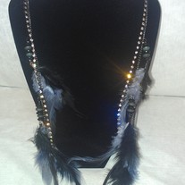 Black Feathered Jeweled Earring