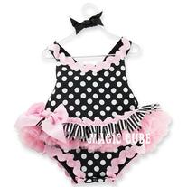 FREE SHIPPING AND ON SALE  DooMagic Brand Romper One Piece Dress In Black w White Polka Dots and Pink Accents