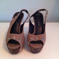 Rock&Republic Taupe Wedge Heels/Silver Studs(Size 9)