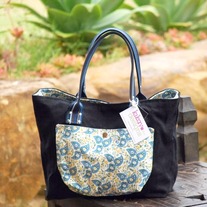Classic Tote - Blue Clover Leaves - Mother's Day Special - Was $70 Now $55