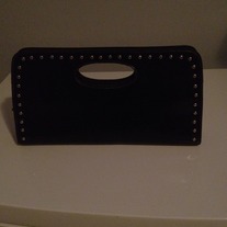 Black  Leather Studded Clutch