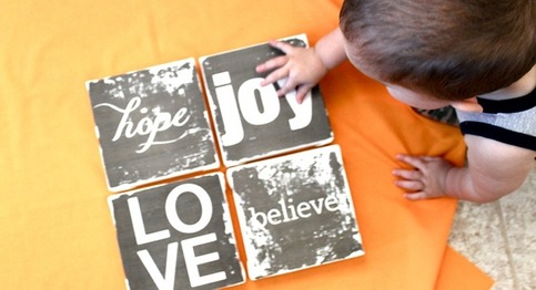 Set of 4 (quotes/words seen in shop) - Collage of 4 Wall Hanging Canvases of YOUR choice