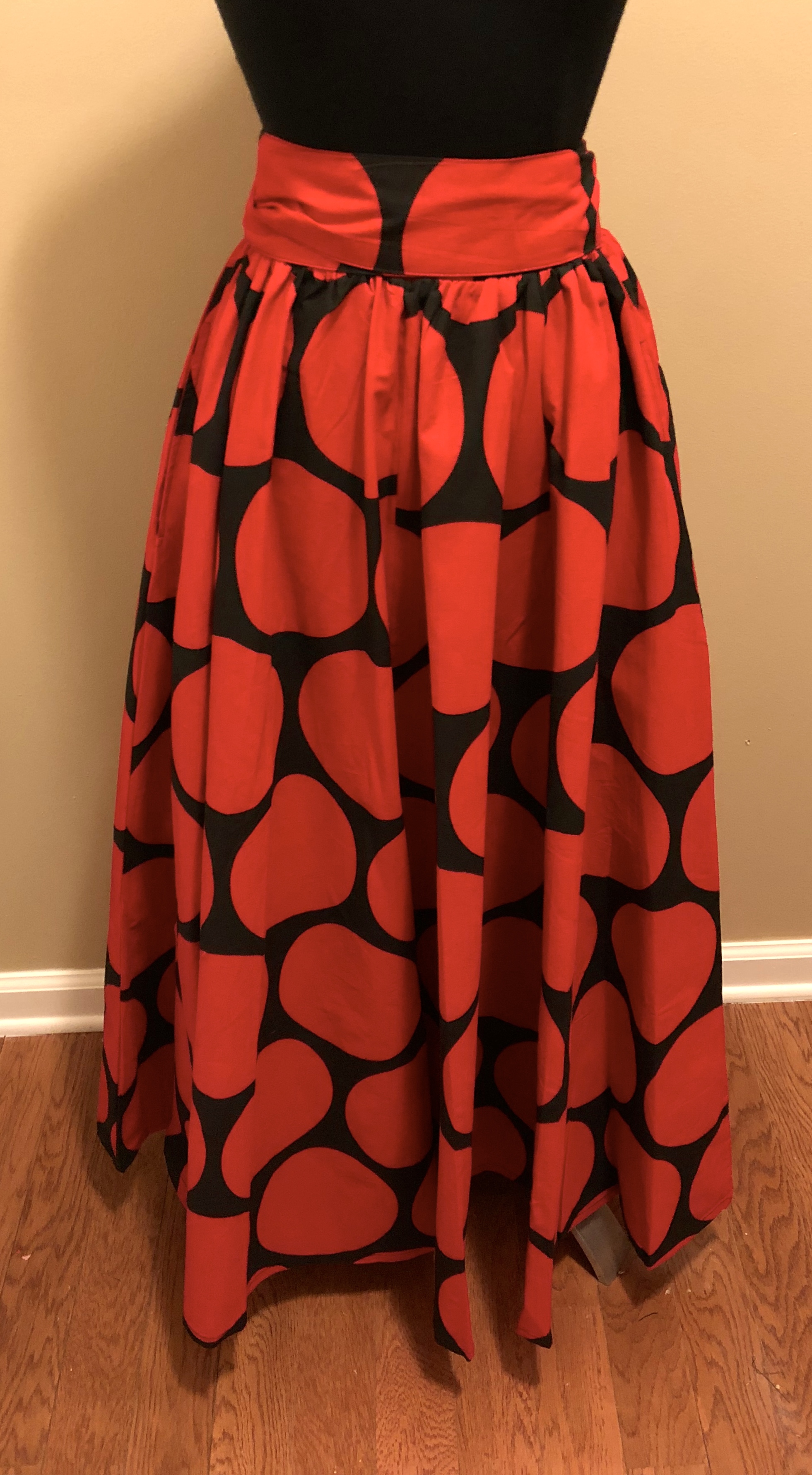 Red & Black Large Polka Dot Maxi Skirt on Storenvy