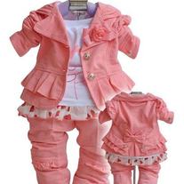 IN STOCK Toddler Girls 3 pc Suit - Bunny Design Outfit Jacket Coat, top and pants