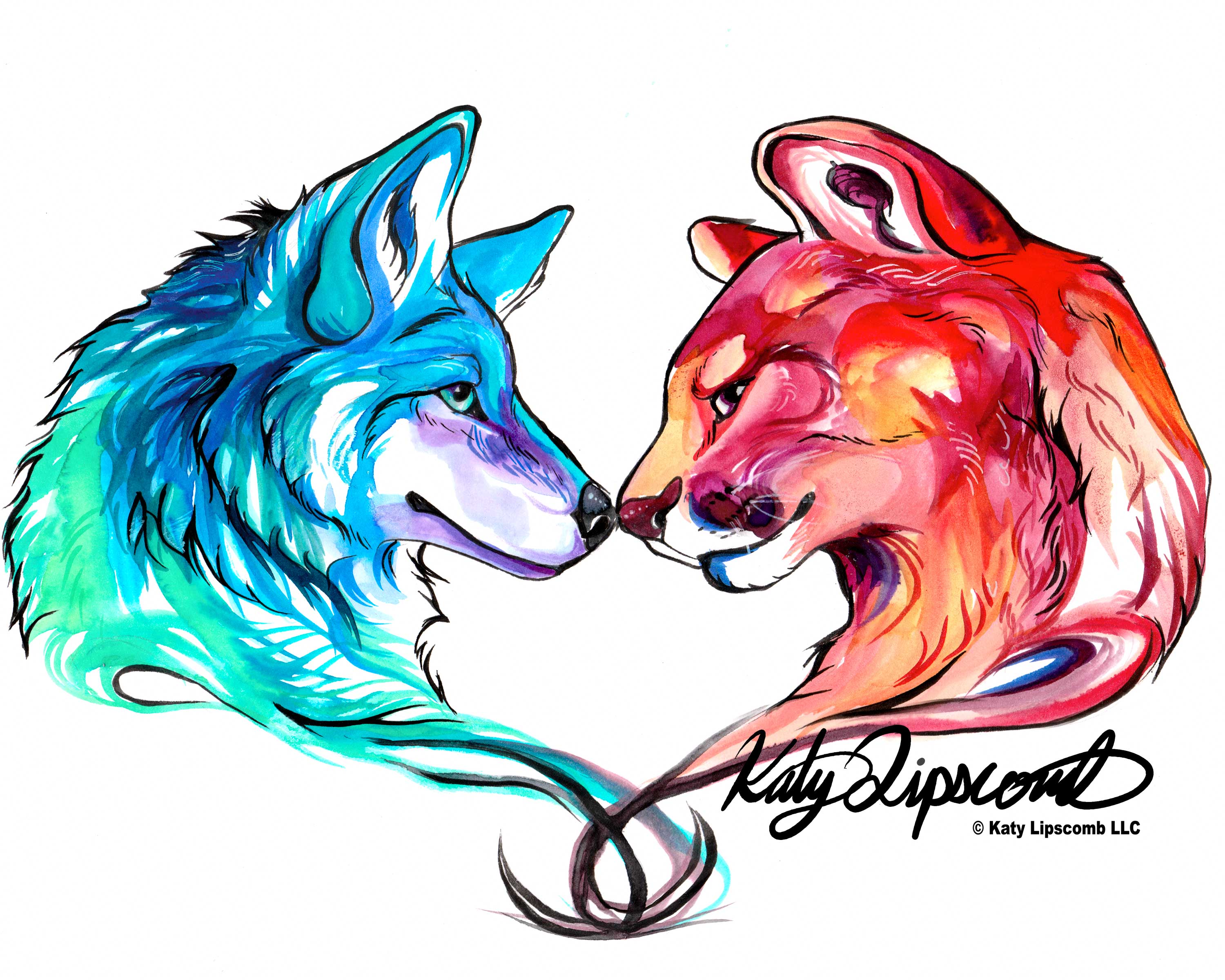 Wolf and Mountain Lion Print · Katy · Online Store Powered by
