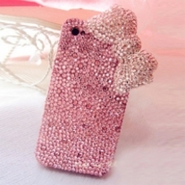 Bling Bling Big Pink Bow With All Pink Crystals iPhone 4/4S Case (#691)