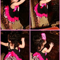 Leopard with Pink Black and Pink Swing Set Butterfly Dress Set Outfit 2 pcs Ruffle Bloomer and Top