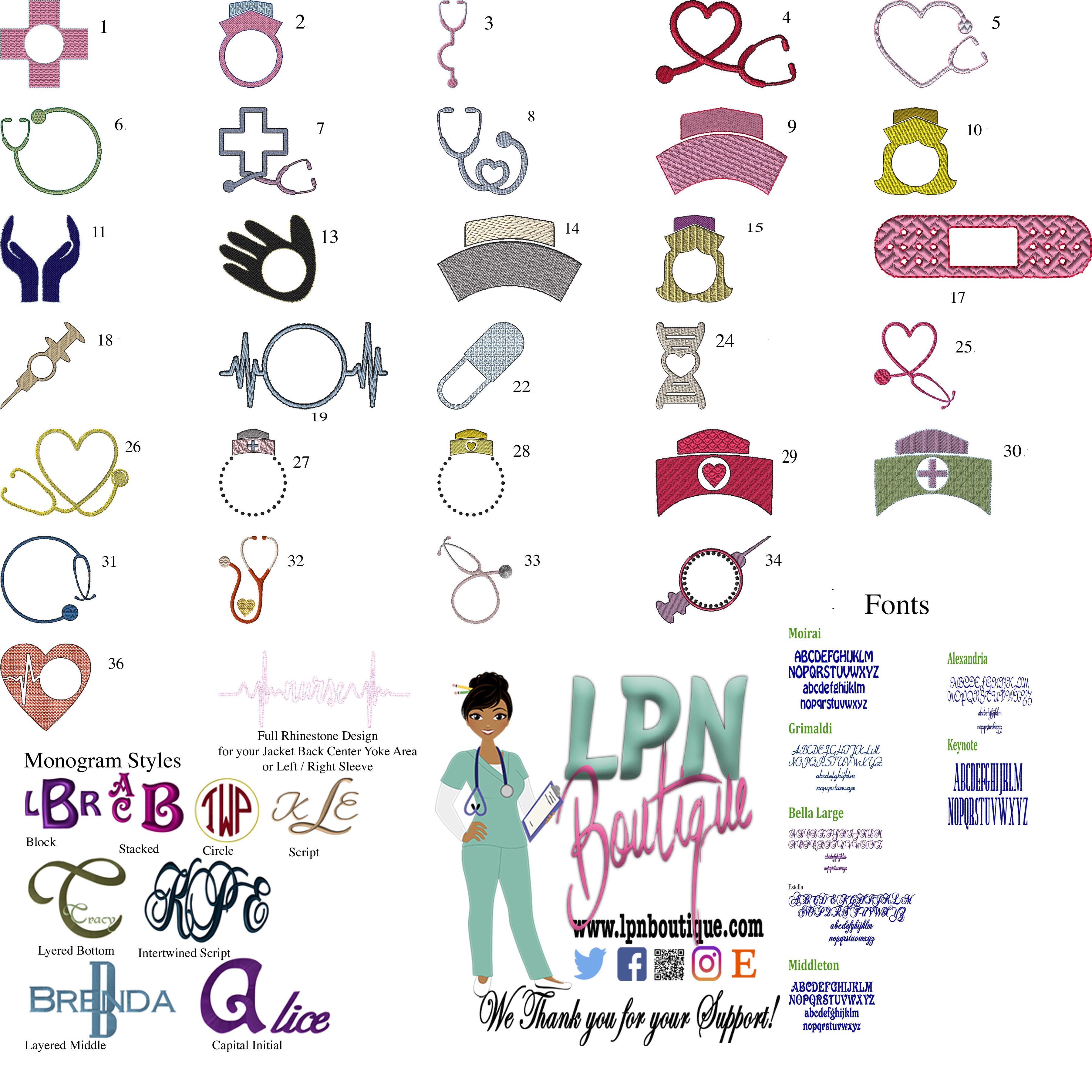 Nursing Scrubs Monogrammed Shape Embroidered Jacket Khaki on Storenvy