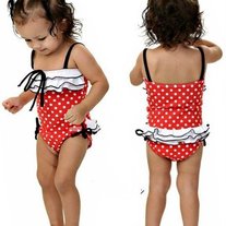 SOLD OUT Swimsuit - One piece red suit with hat for 2 piece set 