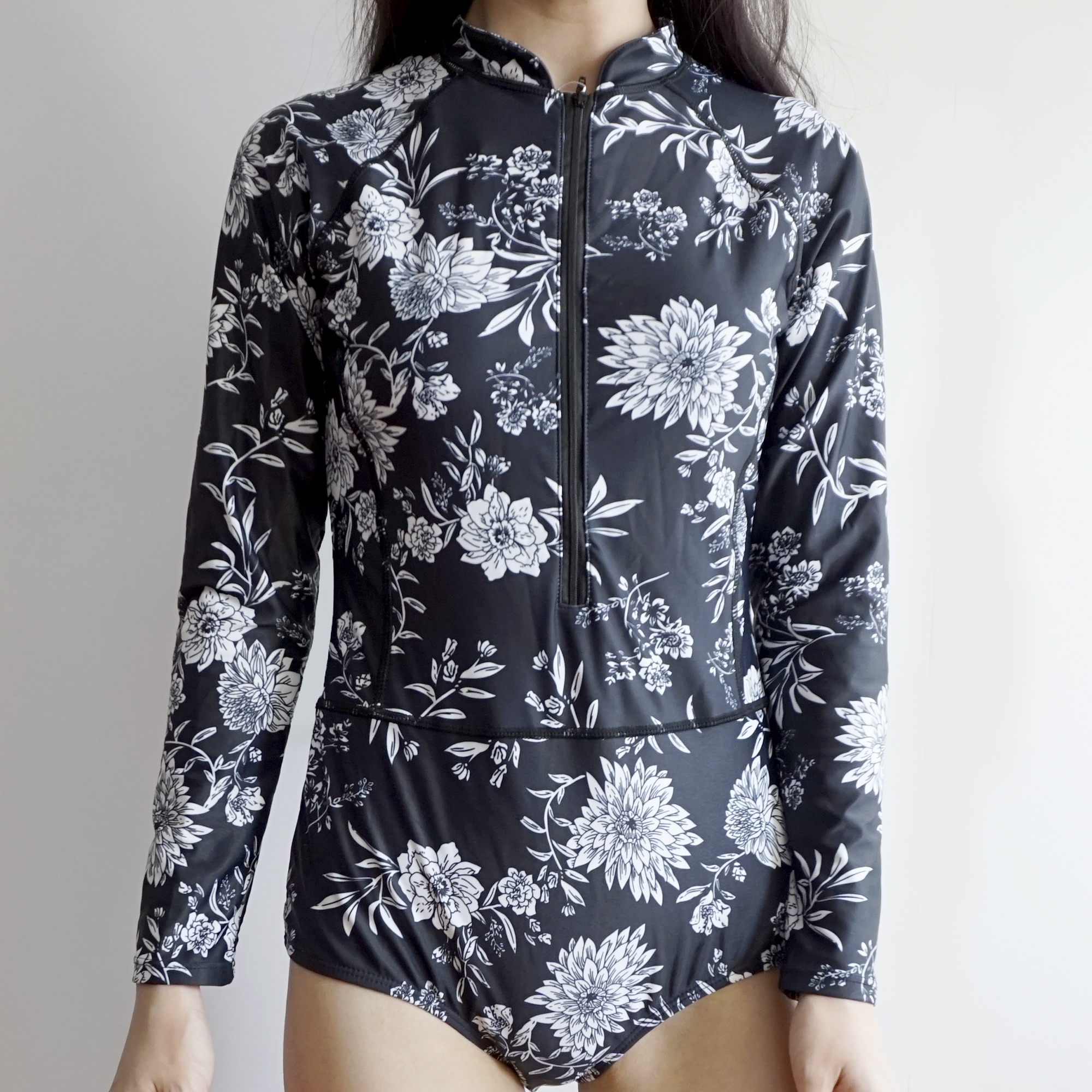 Floral One Piece Swimsuit (Black/White) · Megoosta Fashion · Free