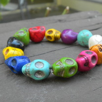 Small Rainbow Color Skull Bracelet
