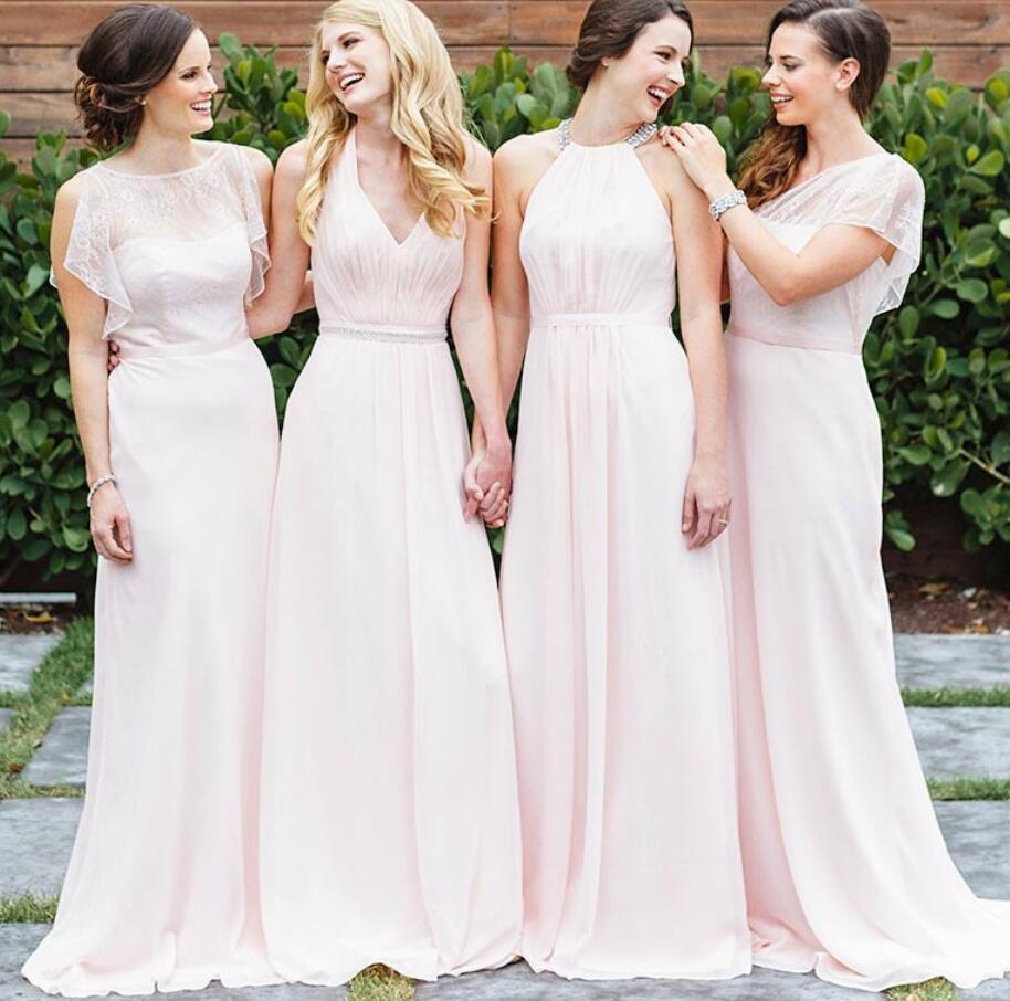 Mismatched Bridesmaid Dresses, Chiffon Bridesmaid Dresses, Long Cheap