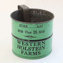Green Metal Flour Sifter - Advertising Western Holstein Farms