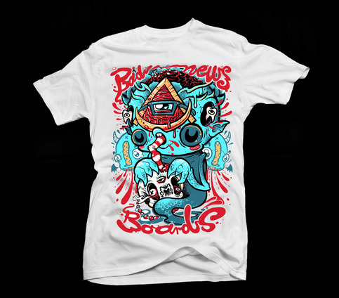 Brainsucker Tee - Blue & Red