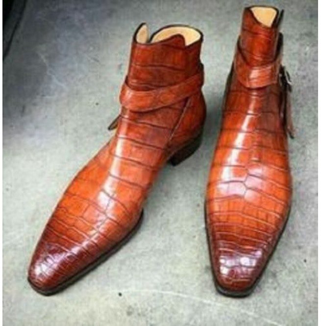 Handmade Men Alligator skin Jodhpurs boot, Men Crocodile