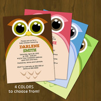 Owl Baby Shower invitation - Zoomed Owl Face