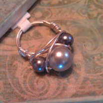 3 Pearl Wire Wrapped Ring